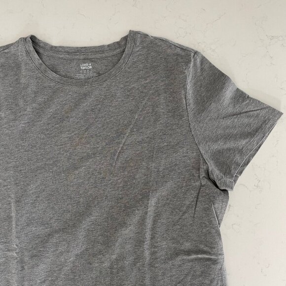 Lord + Taylor Casual SS Crew Neck Cotton Elastane T Shirt Top Grey Sz L NWOT - Picture 5 of 10